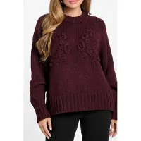 Guess Marciano GUESS Ahlam Crop Cn Embro Regal Plum Heather Taglia: XL | Maglie a manica lunga Outlet | Donna | Magenta