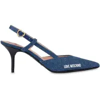 Moschino Slingback In Denim Rubber Logo Blue Taglia: 36 | Tacchi Alti Outlet | Donna | Blu