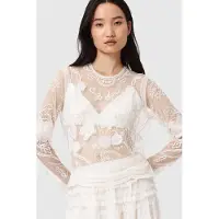 AllSaints Arlea Emb Top Vintage White Taglia: 10 | Maglie a manica lunga Outlet | Donna | Bianco