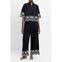 French Connection Emb Hem S/s Cotton Popover Black/white Taglia: XL | Magliette intime Outlet | Donna | Nero