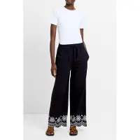 French Connection Emb Hem Cotton Trouser Black Taglia: XL | Pantaloni Outlet | Donna | Nero