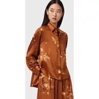 AllSaints Venna Shirt Ania Rust Brown Taglia: 4 | Maglie a manica lunga Outlet | Donna | Marrone