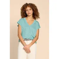 White Stuff Ivy Linen V Neck Tee Mid Teal Taglia: 12 | Maglie Sportivi Outlet | Donna | Bianco