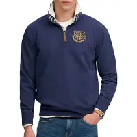 Superdry per uomo. M2014556A Felpa con mezza zip Gothic Varsity blu marino (M), Casual, Cotone, Navy