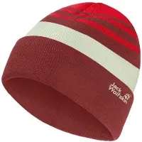 Jack Wolfskin Kid's Stripy Knit Beanie Berretto Bambini (51-53 cm, rosso)