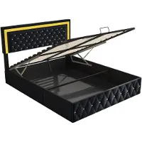 StarTech.com Letto imbottito - Contenitore con sistema idraulico - Testiera con illuminazione LED - Struttura a rete - Tessuto velluto - 160 x 200 cm - Nero