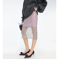 ROTATE per donna. 1166862782 gonna midi rosa con paillettes di Mulani (38), Casual, Da sera, Polister riciclato