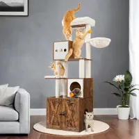 BellaFurn Kratzbaum 2-in-1 – Torre per arrampicata per gatti – Sisal – 60 x 52 x 185 cm