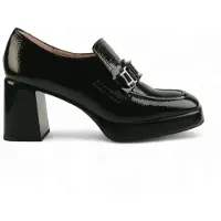 Hispanitas per donna. HI243657 Mocassini in pelle di basalto nero (35), 5 a 8cm, Nessuno, Casual, Da sera, Classico