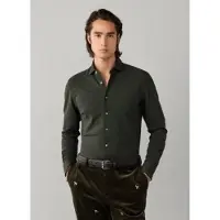 Hackett London per uomo. HM3010837 Camicia Melange Piqué verde (S), Casual, Cotone, Manica lunga