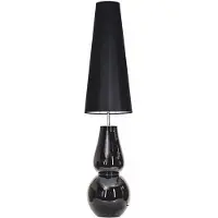 Casa Padrino Lampada da terra , design lussuoso, colore nero, altezza 137 cm - Lampada da terra in vetro rotondo