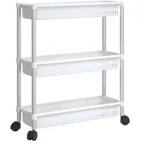 vidaXL Carrello portaoggetti a 3 ripiani in alluminio bianco e argento