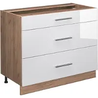 Vicco Mobiletto base per cucina Fame-Line Bianco lucido/Rovere dorato 100 cm senza piano di lavoro, Model 61638