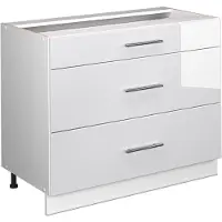 Vicco Mobiletto base per cucina Fame-Line Bianco lucido/Bianco 100 cm senza piano di lavoro, Model 61620