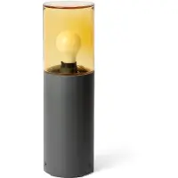 Faro Lampioncino Kila, grigio scuro/ambra, alluminio/vetro, altezza 40 cm