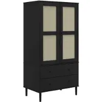 vidaXL Armadio SENJA in rattan nero 90x55x175 cm