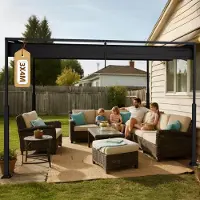 Sonstiges Pergola con tetto scorrevole, dimensioni 3 x 4 metri, colore nero, struttura in acciaio, autoportante