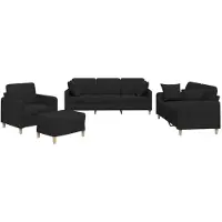 vidaXL Set di divani 4 pezzi con cuscini in tessuto nero