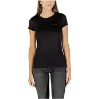 Armani Exchange per donna. XW001457AF10356UC001 T-shirt aderente con logo nero lucido (XS), Casual, Cotone, Manica corta