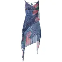 Desigual , vestito con volant pixelato, Donna, Poliestere, Blu, L