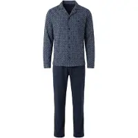Hajo Pigiama lungo blu scuro / bianco