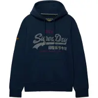 Superdry per uomo. M2014568A Felpa con cappuccio Heritage Relaxed blu navy (XL), Casual, Cotone, Tessuto