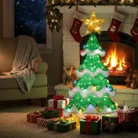Costway Albero 3D in rete esterni e interni con 34 luci colorate a forma di fragola, Albero di natale illuminato 130 cm