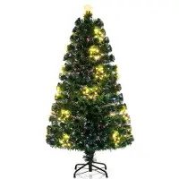Costway Albero di natale in fibra ottica da 150cm pre-illuminato con luci a stringa stella sulla cima, Albero natale artificiale