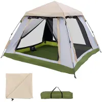 Costway Tenda campeggio pop up 2-4 persone copertura antipioggia rimovibile 2 finestre rete, Tenda 2 porte borsa trasporto cupola impermeabile escursionismo viaggi