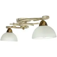 Licht-Erlebnisse Lampada da soffitto Shabby "Aurora White" in vetro bianco oro metallo 2 luci soffitto casa di campagna soggiorno