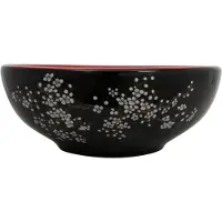 vidaXL Lavabo da appoggio nero e rosso, rotondo, Ø 41 x 14 cm, Vetroceramica