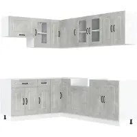 vidaXL Set di mobili da cucina 11 pezzi Kalmar cemento grigio materiale a base di legno