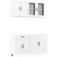 vidaXL Set di armadietti da cucina 4 pezzi Lucca in legno bianco lucido