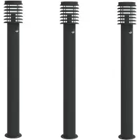 vidaXL Luci di percorso con rilevatore di movimento 3 pz. nero 110cm acciaio inox
