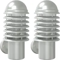 vidaXL Luci da parete per esterni 2 pz. argento acciaio inox