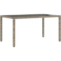 vidaXL Tavolo da giardino con piano in vetro grigio 150x90x75 cm in poly rattan