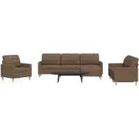 vidaXL Set di divani 4 pezzi con poggiapiedi in tessuto marrone