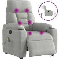 Syfax Poltrona Reclinante Massaggi Elettrica Grigio Chiaro Microfibra