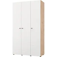 Dmora Ronco - Guardaroba 3 Ante, 117x52 cm Bianco Opaco, Appendiabiti