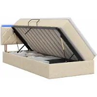 vidaXL Letto a castello con contenitore LED con materasso, color crema, 90 x 190 cm, tessuto