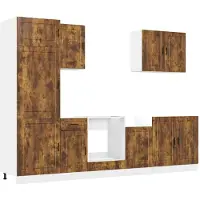 vidaXL Set di 7 mobili da cucina in legno di quercia affumicata Porto