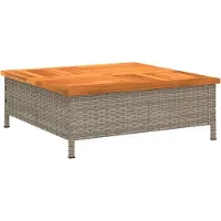 DKD Home Decor Tavolo da giardino grigio 70x70x25 cm in rattan e legno di acacia