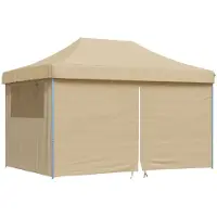 vidaXL Tenda per feste Pop-Up pieghevole con 4 pannelli laterali Beige