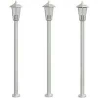 vidaXL Luci da sentiero 3 pezzi argento 120 cm acciaio inox