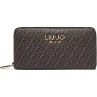 Liu jo portafoglio da donna con stampa logo monogram all over testa moro