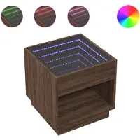 vidaXL Tavolino con Infinity LED look rovere marrone 50x50x50 cm