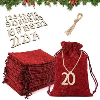 Sonstiges 24 sacchetti di juta rossi, dimensioni 10x14 cm, ideali per riempire calendari dell'Avvento