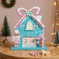Sonstiges Calendario dell'Avvento, decorazione natalizia, forma a casa, legno, riutilizzabile, decorazione da tavolo, 18 cm