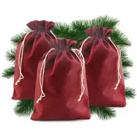 Sonstiges Sacchetti di juta rossi, confezione da 25, dimensioni 15x20 cm, ideali per calendari dell'Avvento o come sacchetti regalo con coulisse