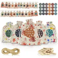 Sonstiges Calendario dell'Avvento da riempire, 24 sacchetti di juta di 13x18 cm con numeri adesivi, calendario di Natale fai-da-te, color beige